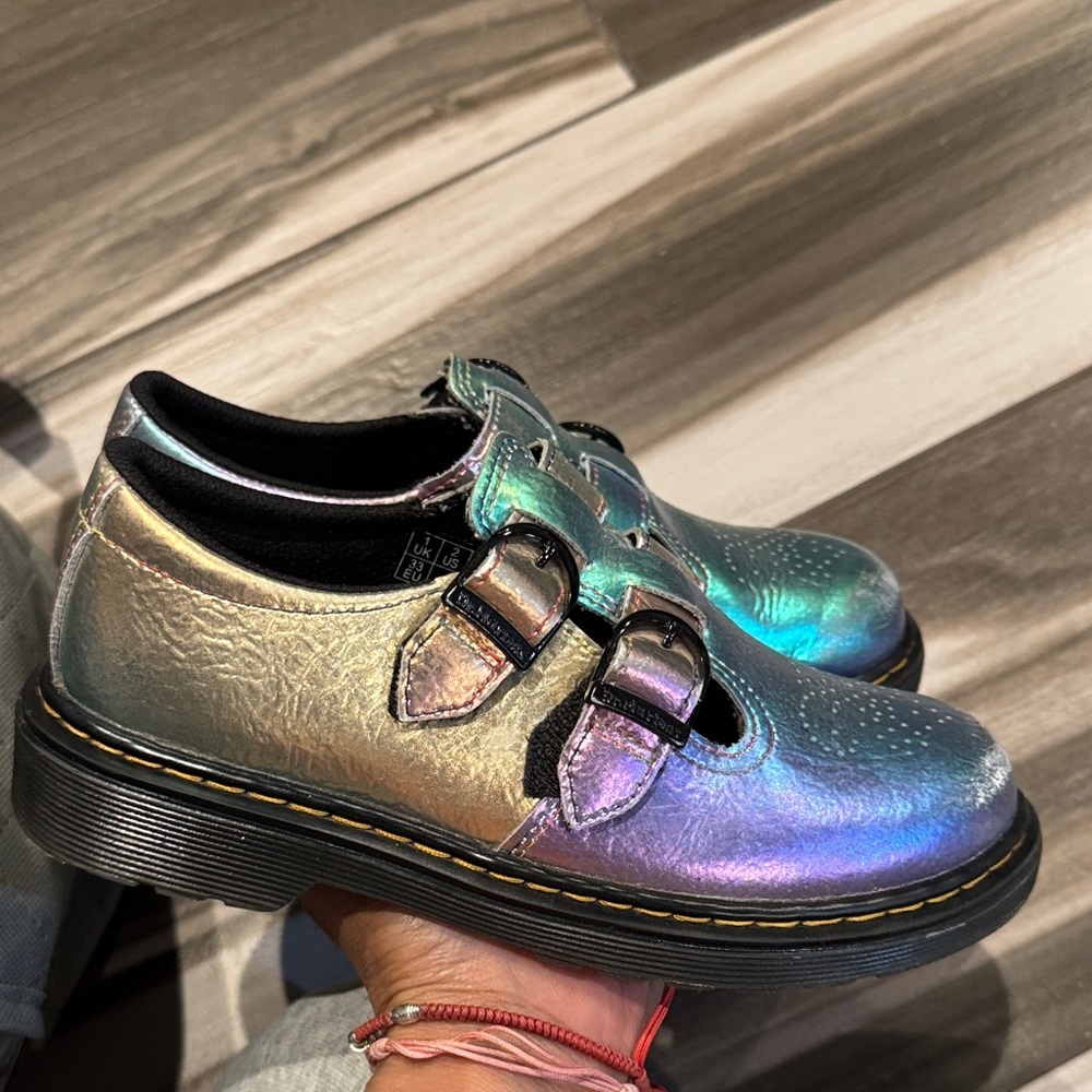 Dr. Martens Iridescent Kids Dress Shoes with Double Buckle